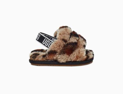 UGG Fluff Yeah Slide Leopard Baby Slippers Amphora/ Brown - AU 25RZ